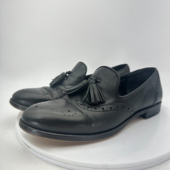 Salamander France Men Size 7.5 EU 40 Tasseled Loafer Slip On Shoes Black Leather - Picture 2 of 13